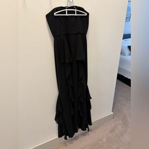 black strapless maxi dress gown